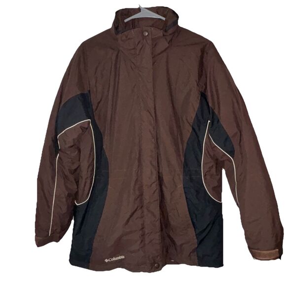 Columbia Women's Medium Brown Black Omni-Tech Ski Snowboard Winter Jacket Coat - Picture 1 of 15